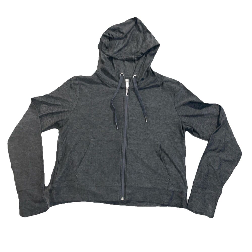 Kyodan Cropped Girls Large Full Zip Long Sleeve Gray Soft  Sweatshirt Outdoor